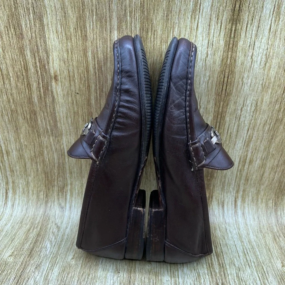 Salvatore Ferragamo Gancini Bit Loafers Men's Size 8.5 EE Brown Made in Italy